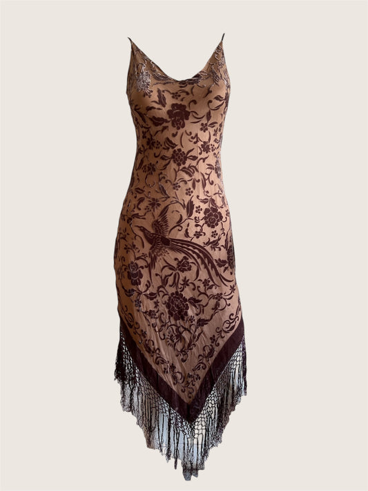 Dusty Rose Silk Floral Slip Dress