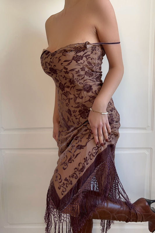 Dusty Rose Silk Floral Slip Dress