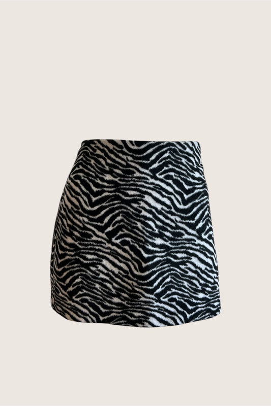 1990's Zebra Print Mini Fuzzy Skirt