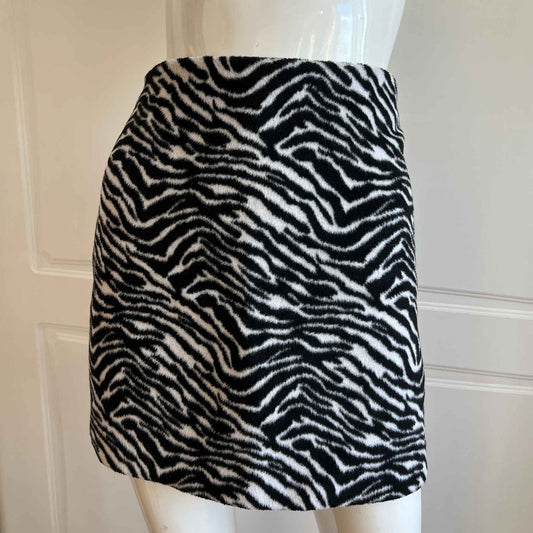 1990's Zebra Print Mini Fuzzy Skirt