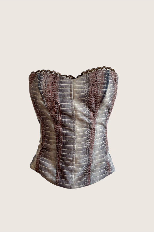 2000's Snake Print Corset Top