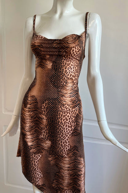 2000's Animal Print Parisian Slip Dress