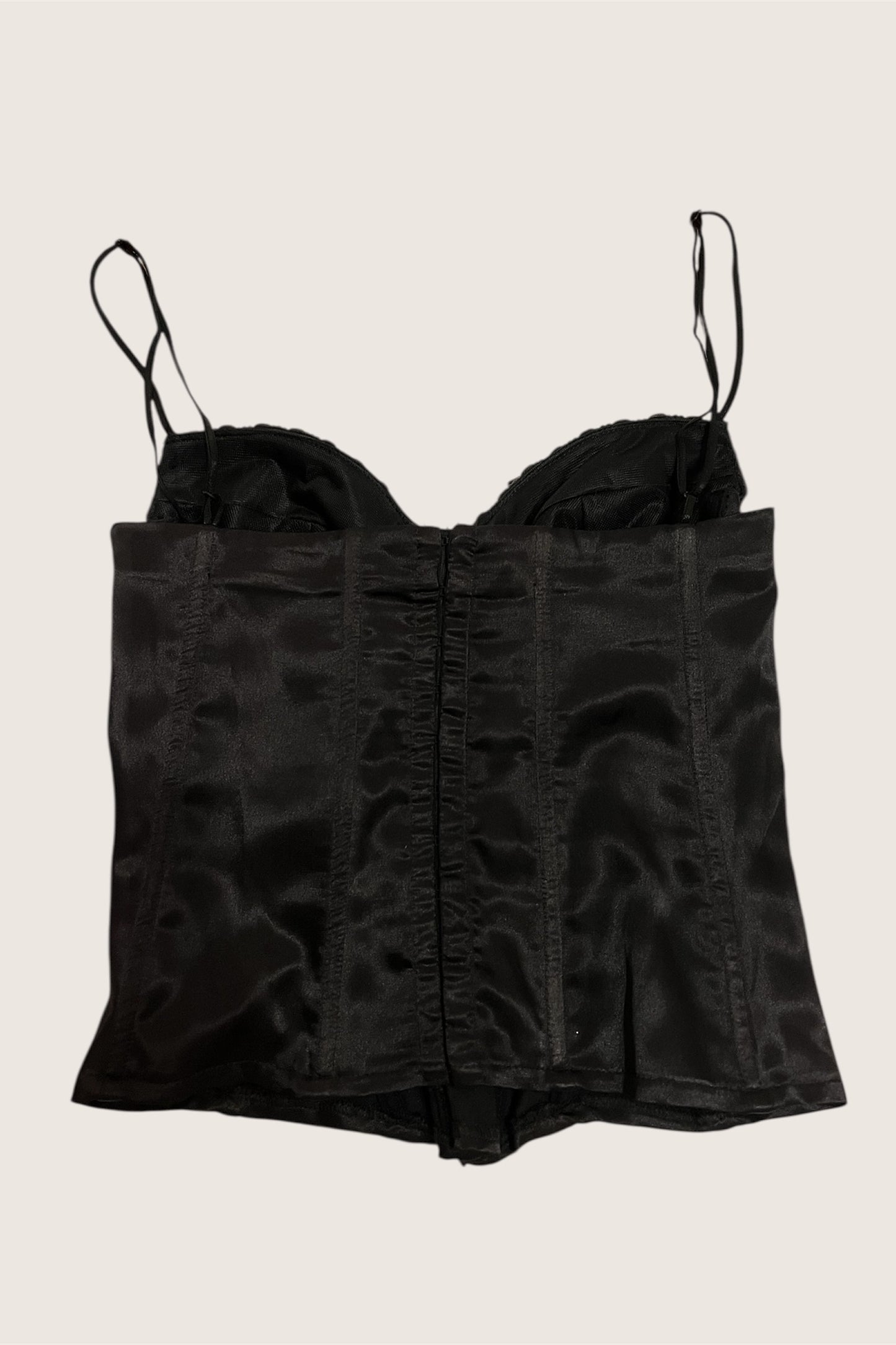 1990's Dark Brown Satin Bustier