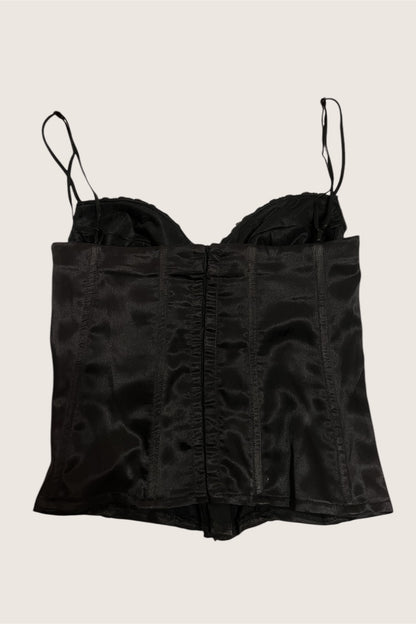 1990's Dark Brown Satin Bustier