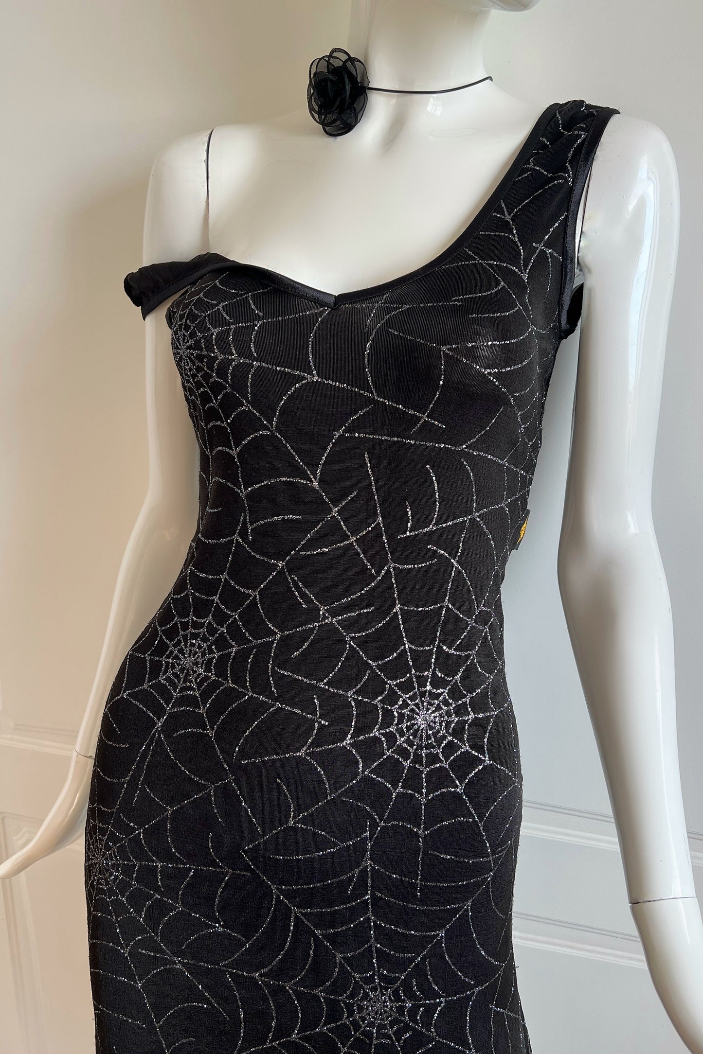 Vintage Black Spider Web Dress