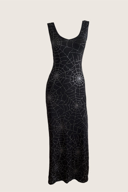 Vintage Black Spider Web Dress