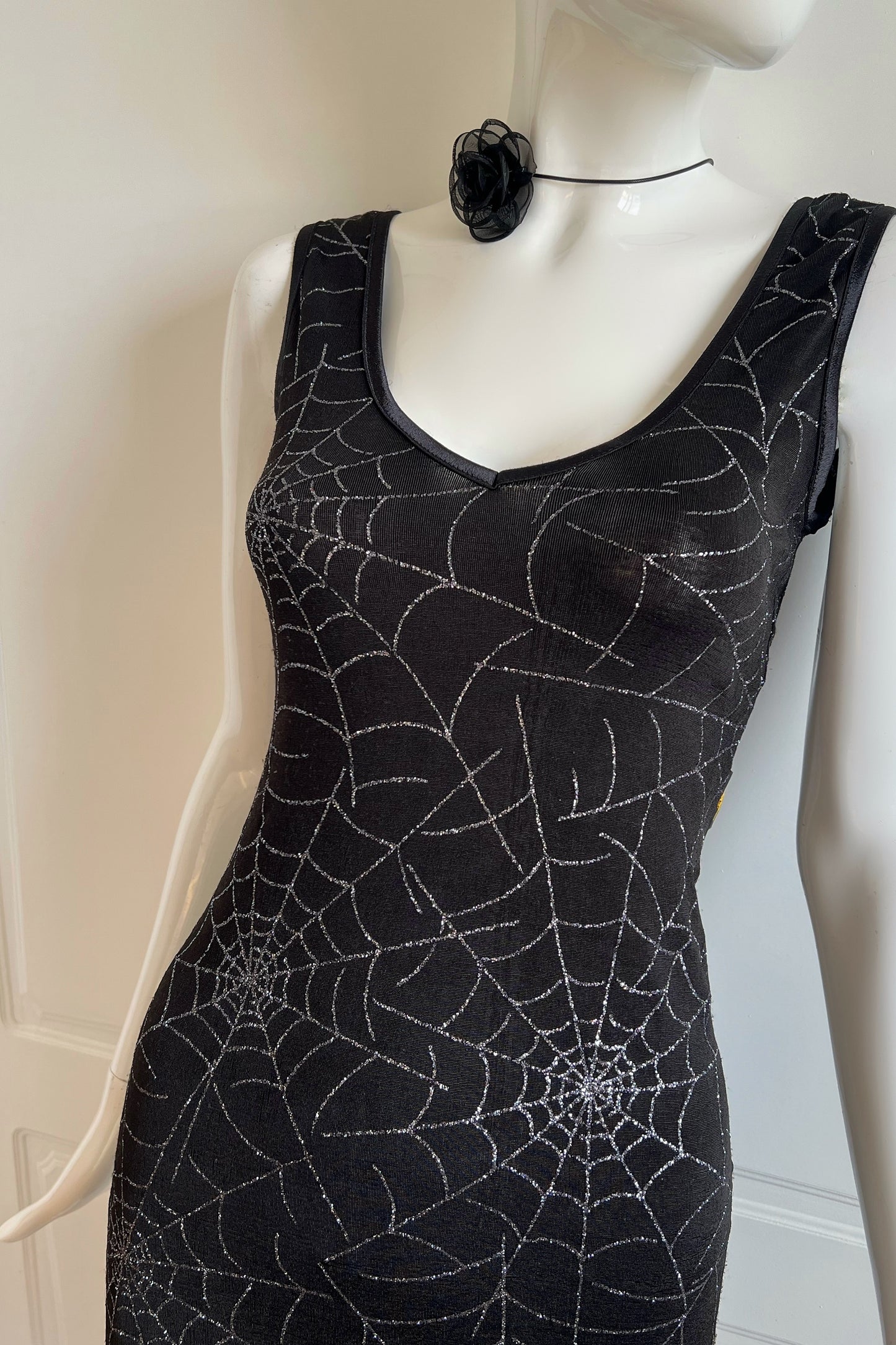Vintage Black Spider Web Dress