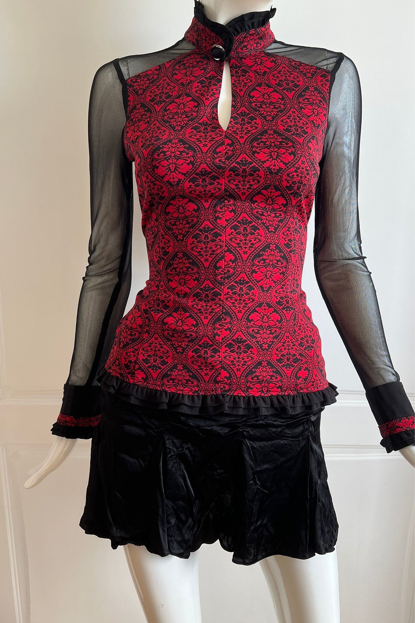 Vintage Wine Red Mesh Top