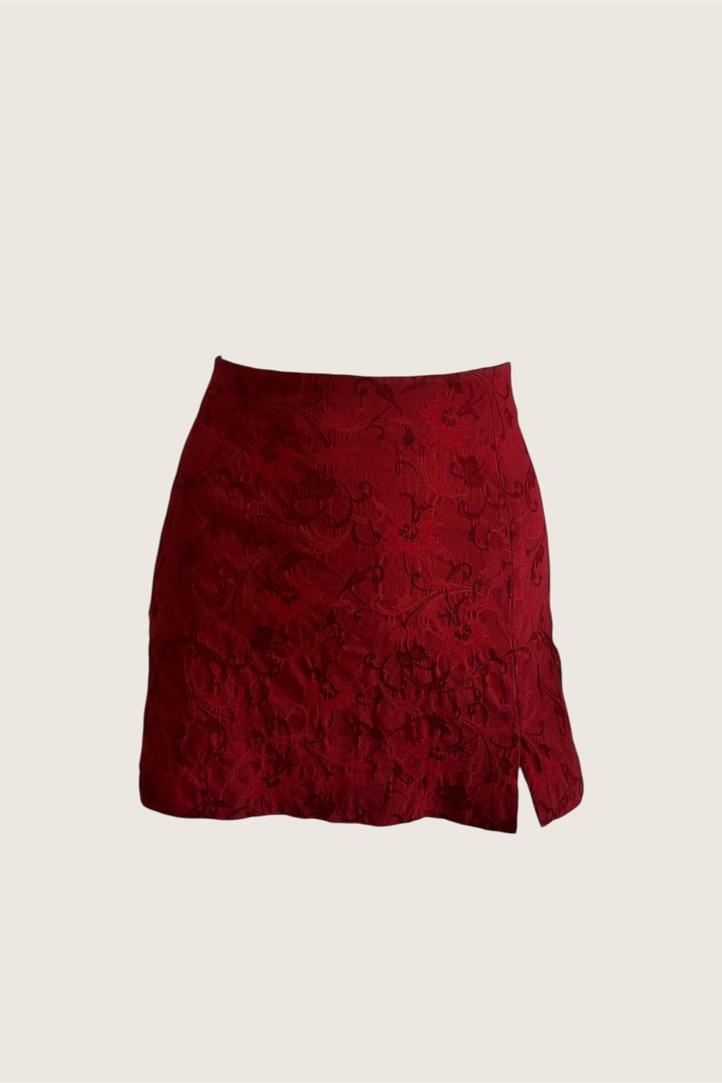 Vintage Red Floral Mini Skirt