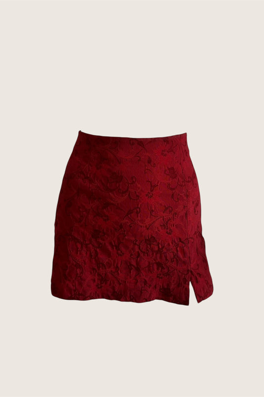 Vintage Red Floral Mini Skirt