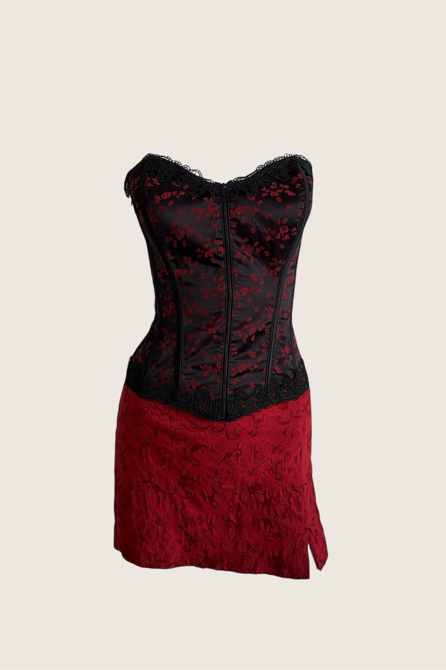 Vintage Red Floral Mini Skirt