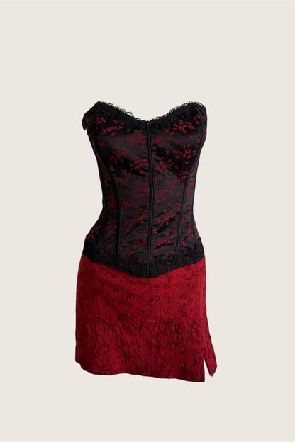 Vintage Red Floral Mini Skirt