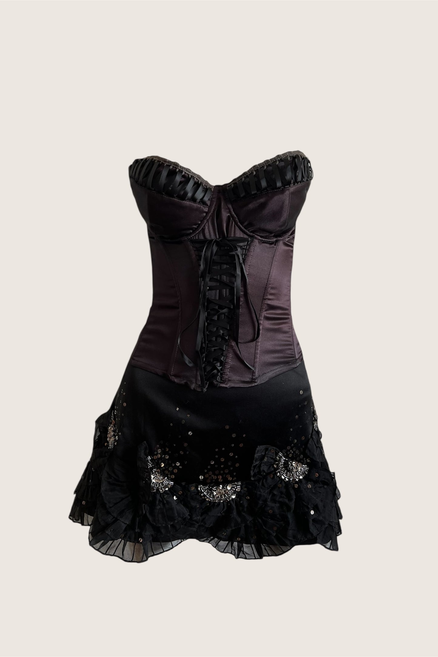 1990's Dark Brown Satin Bustier