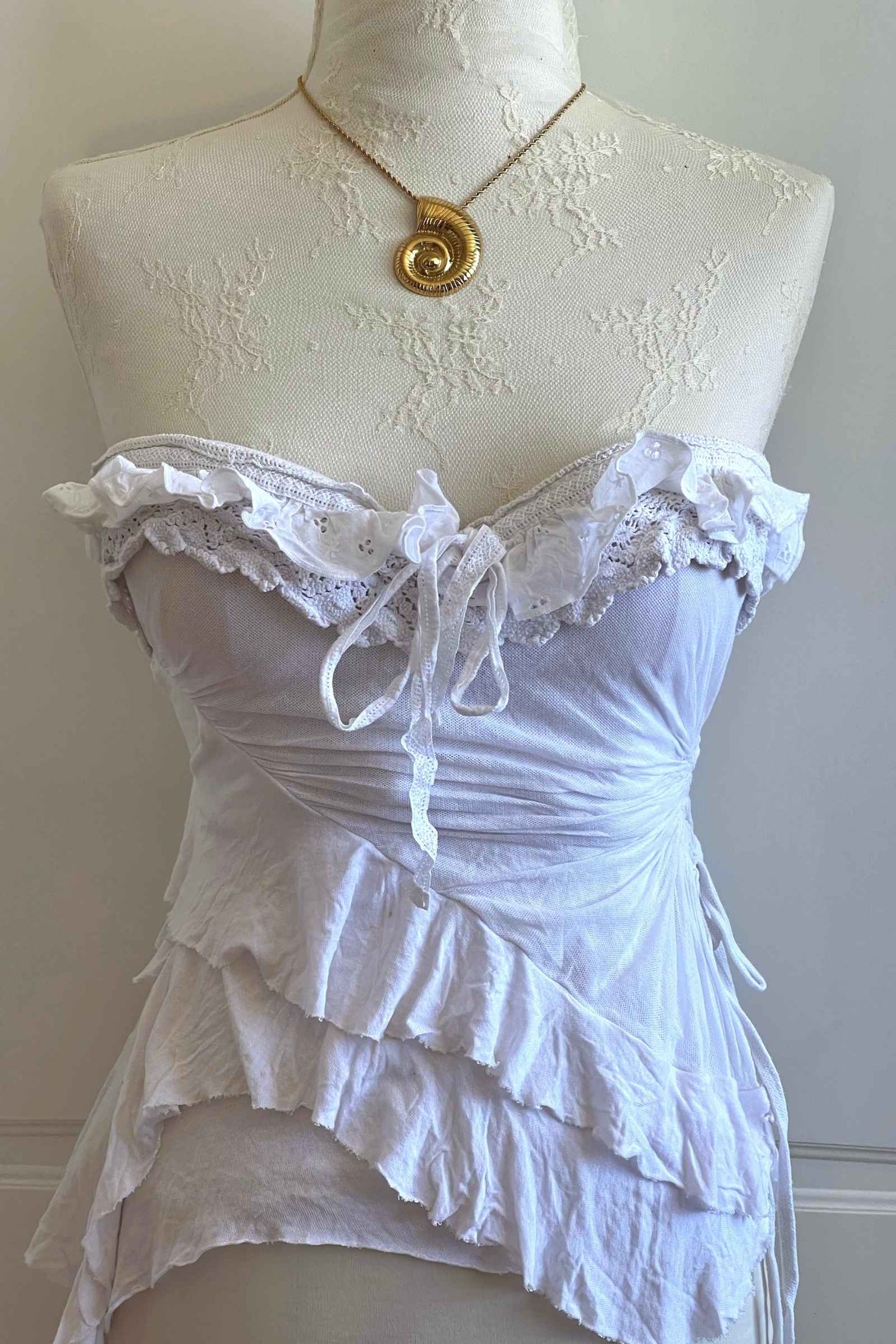 Vintage Seafoam White Bustier