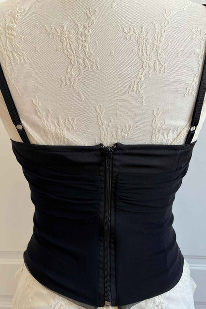 1990's Black Rosette Bustier