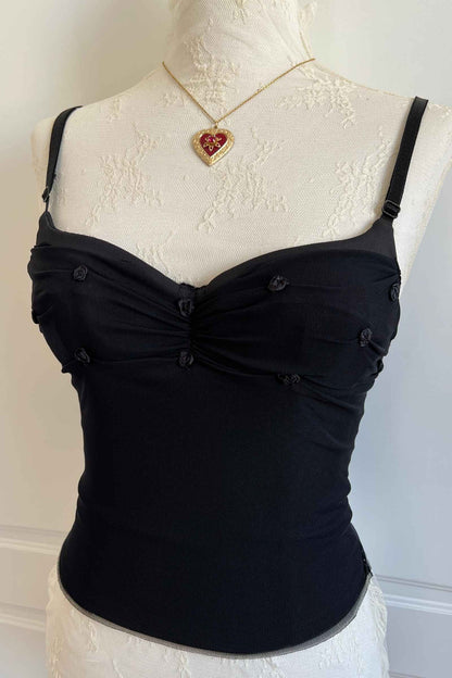 1990's Black Rosette Bustier