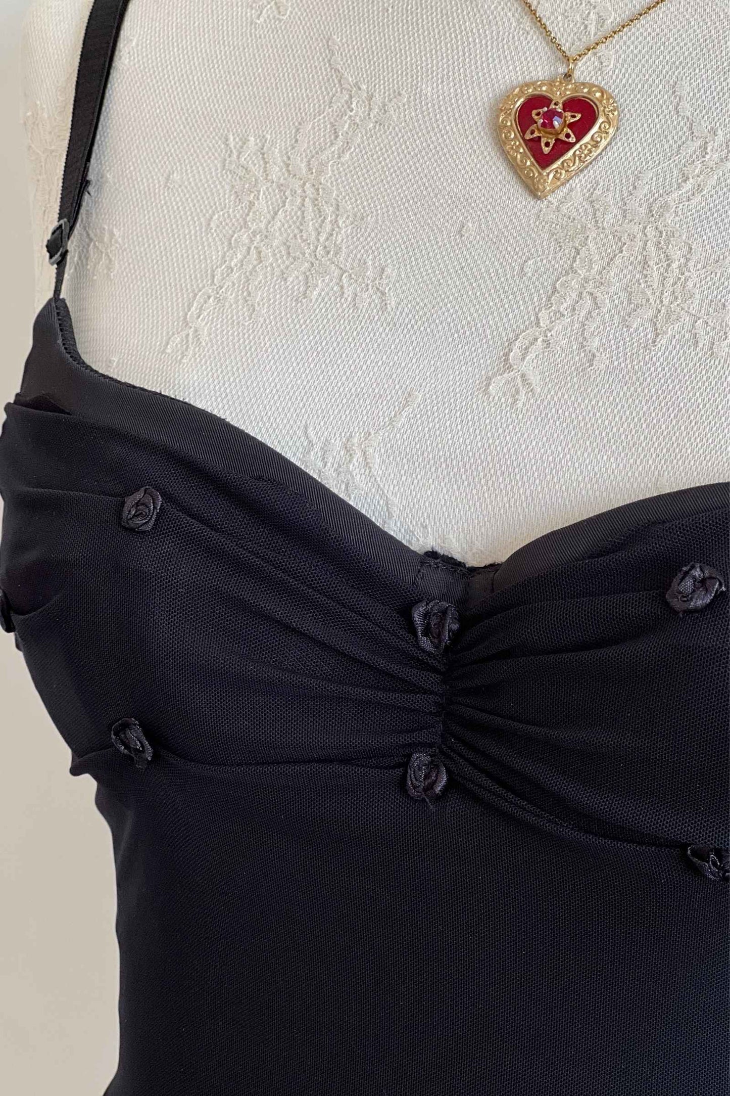 1990's Black Rosette Bustier