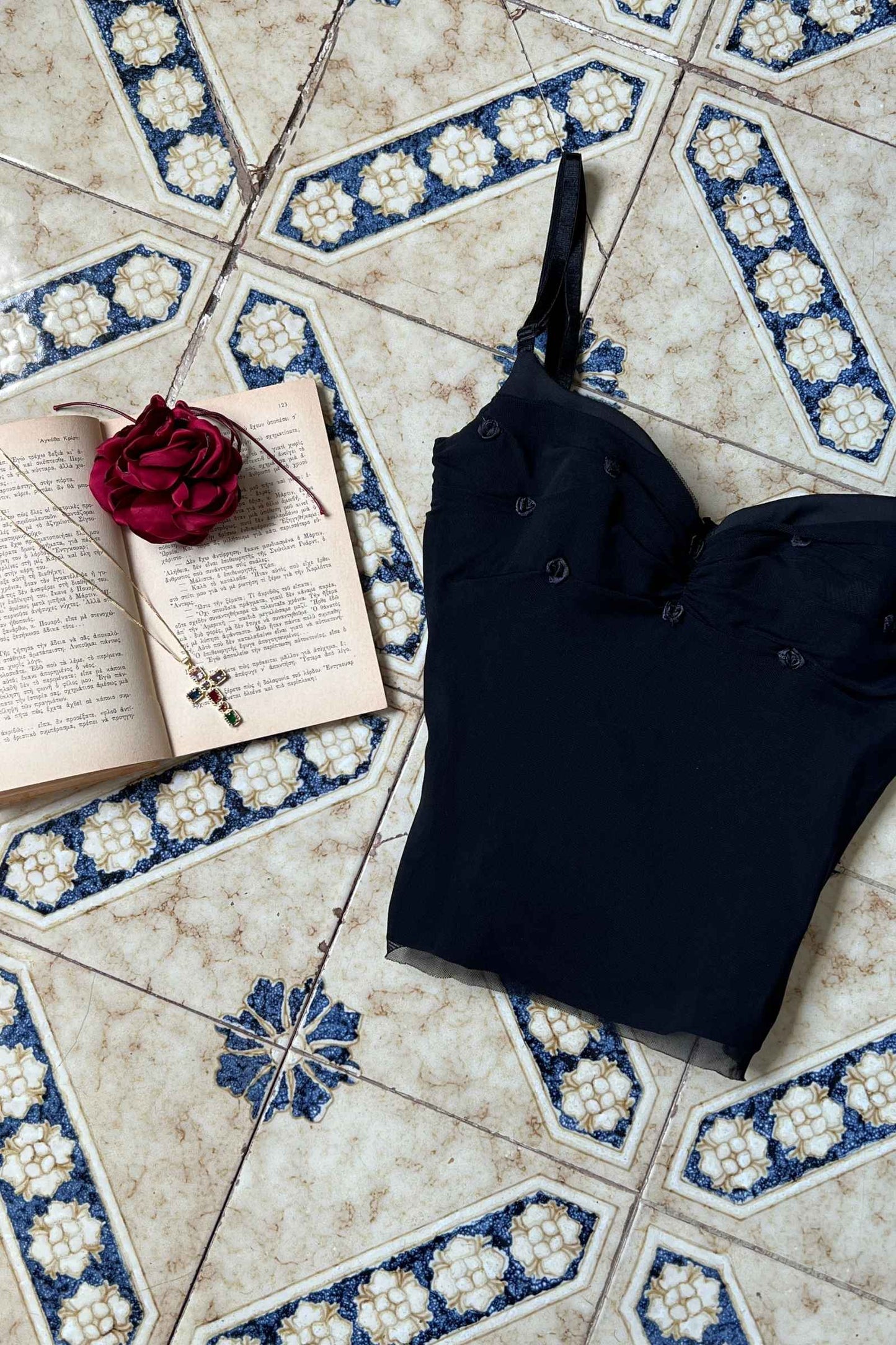 1990's Black Rosette Bustier