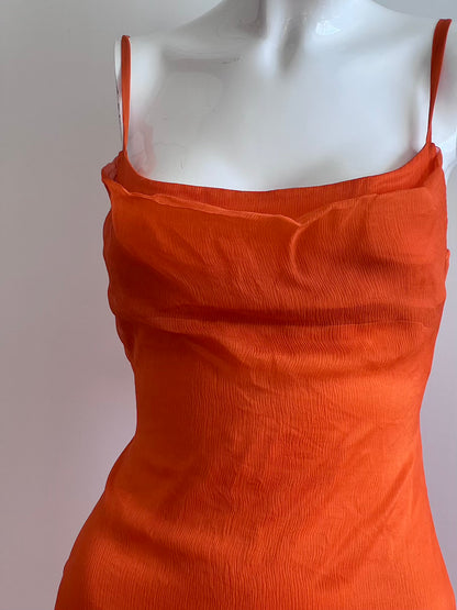 100% Silk Vintage Orange Slip Dress