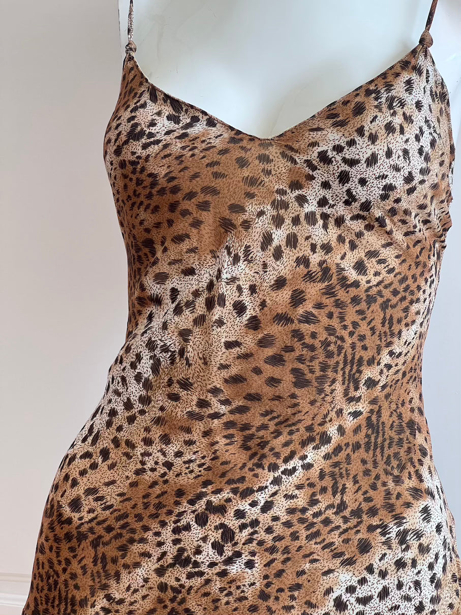 Vintage Leopard Print Micro Slip Dress