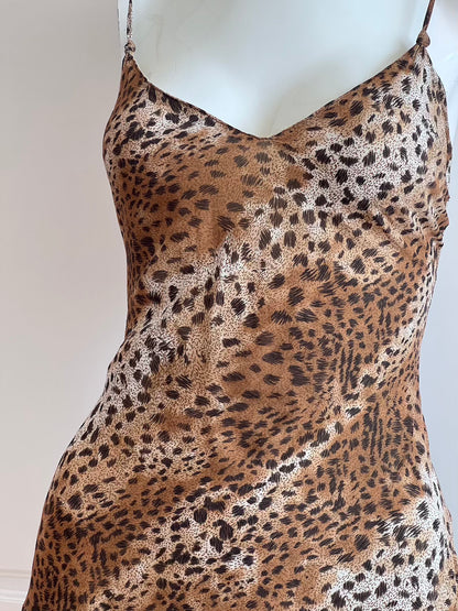 Vintage Leopard Print Micro Slip Dress