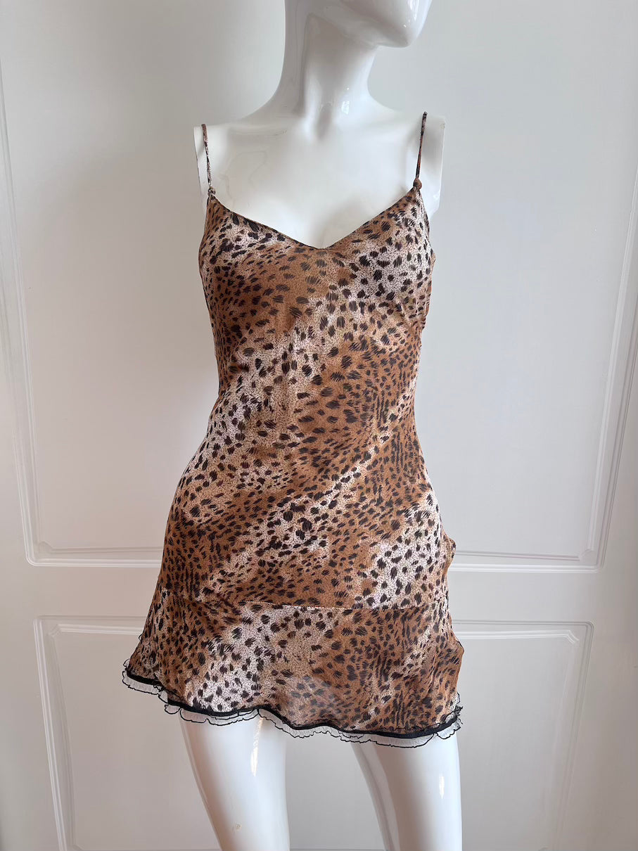 Vintage Leopard Print Micro Slip Dress