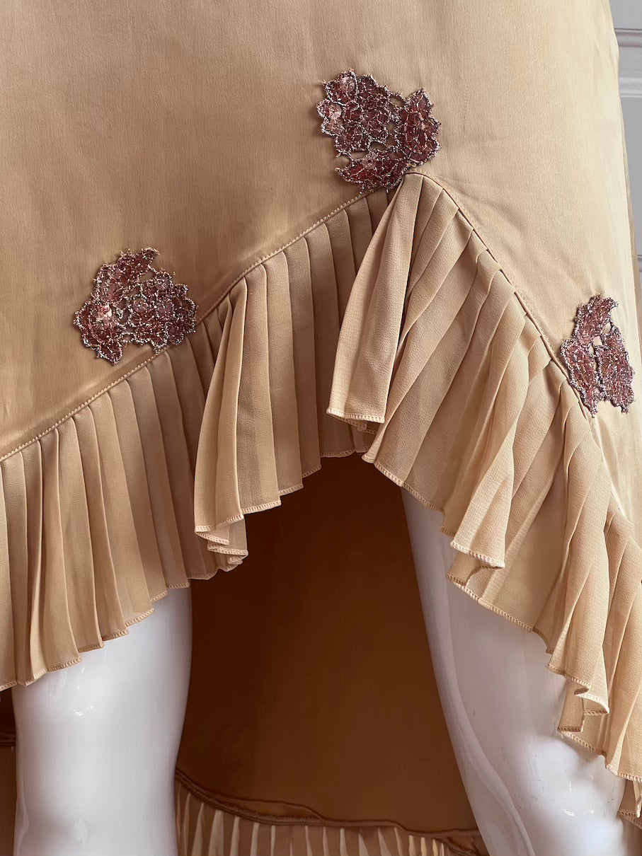 1990's Gold Satin Beaded Skirt