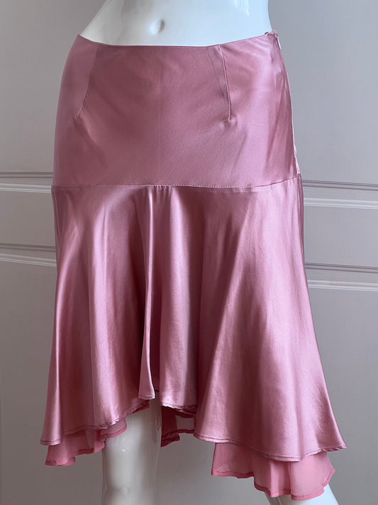 100% Silk Satin Blush Pink Slip Skirt