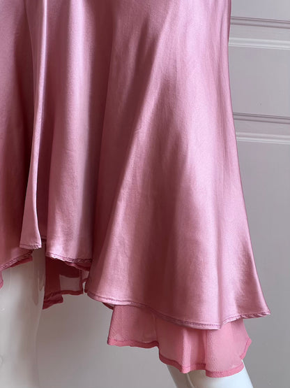 100% Silk Satin Blush Pink Slip Skirt