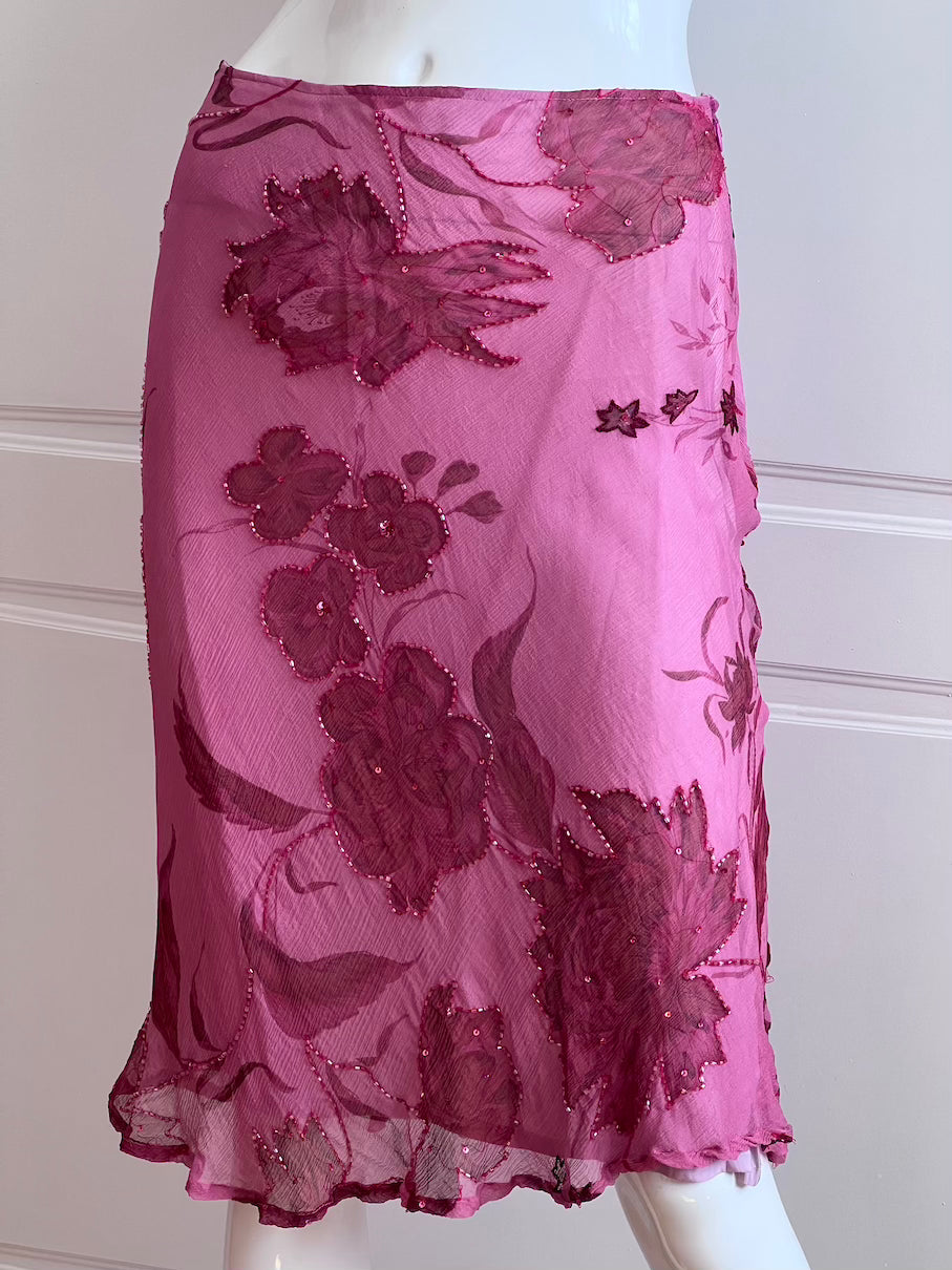 100% Silk Dusty Pink Beaded Slip Skirt