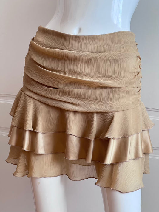 Vintage Gold Mini Ruffle Skirt