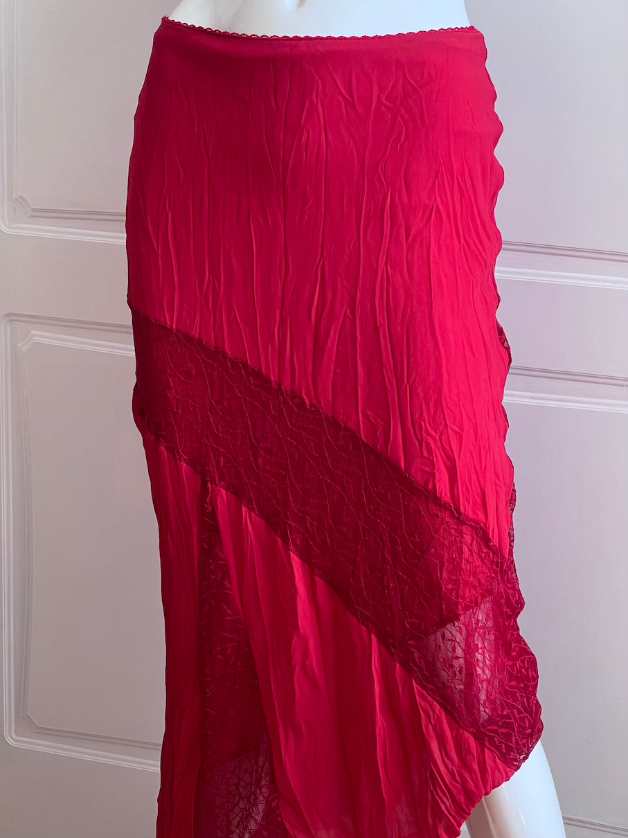 1990's Strawberry Red Slip Skirt