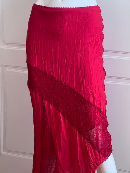 1990's Strawberry Red Slip Skirt