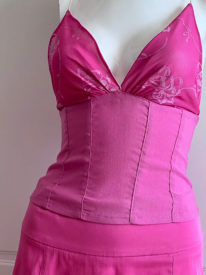 2000's Hot Pink Camisole & Mini Skirt Ensemble