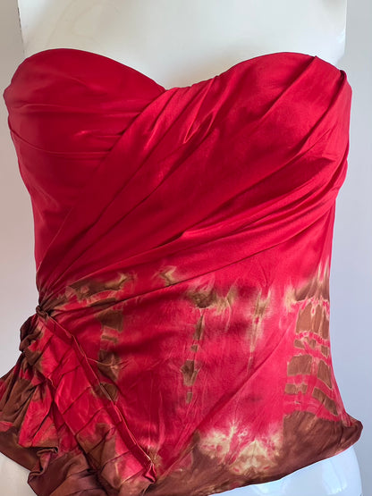 Luxurious Designer 100% Silk Satin Coral Corset