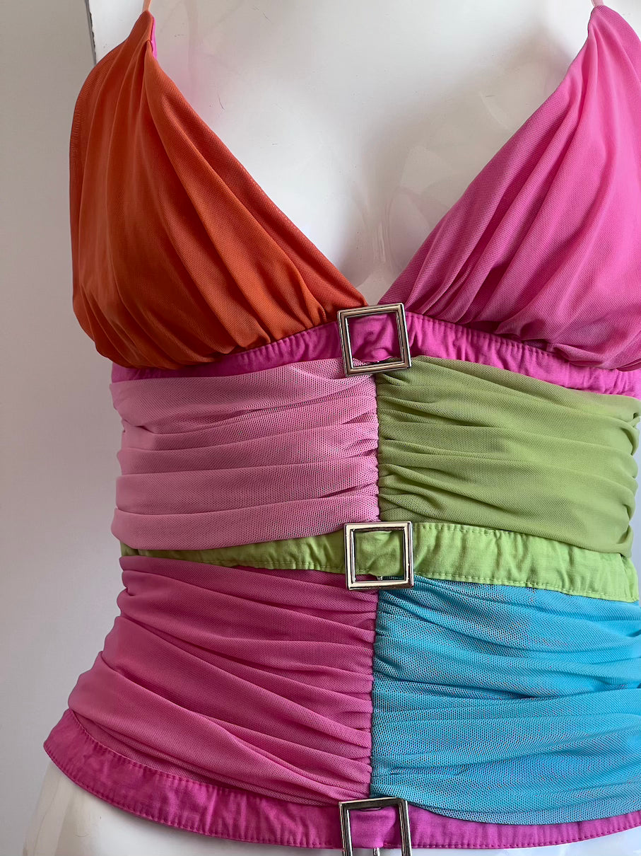 2000's Luxurious Designer Multicolour Corset Top