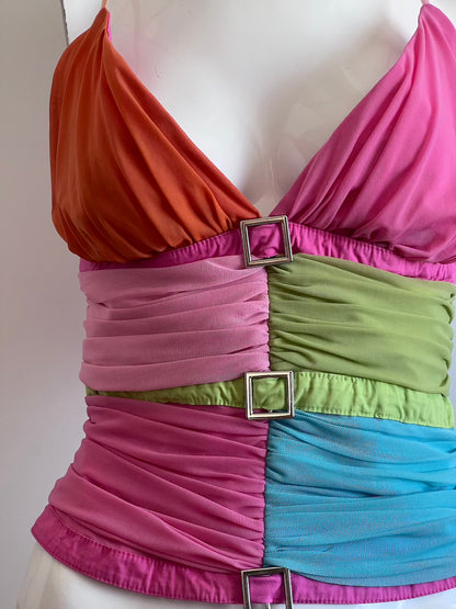 2000's Luxurious Designer Multicolour Corset Top