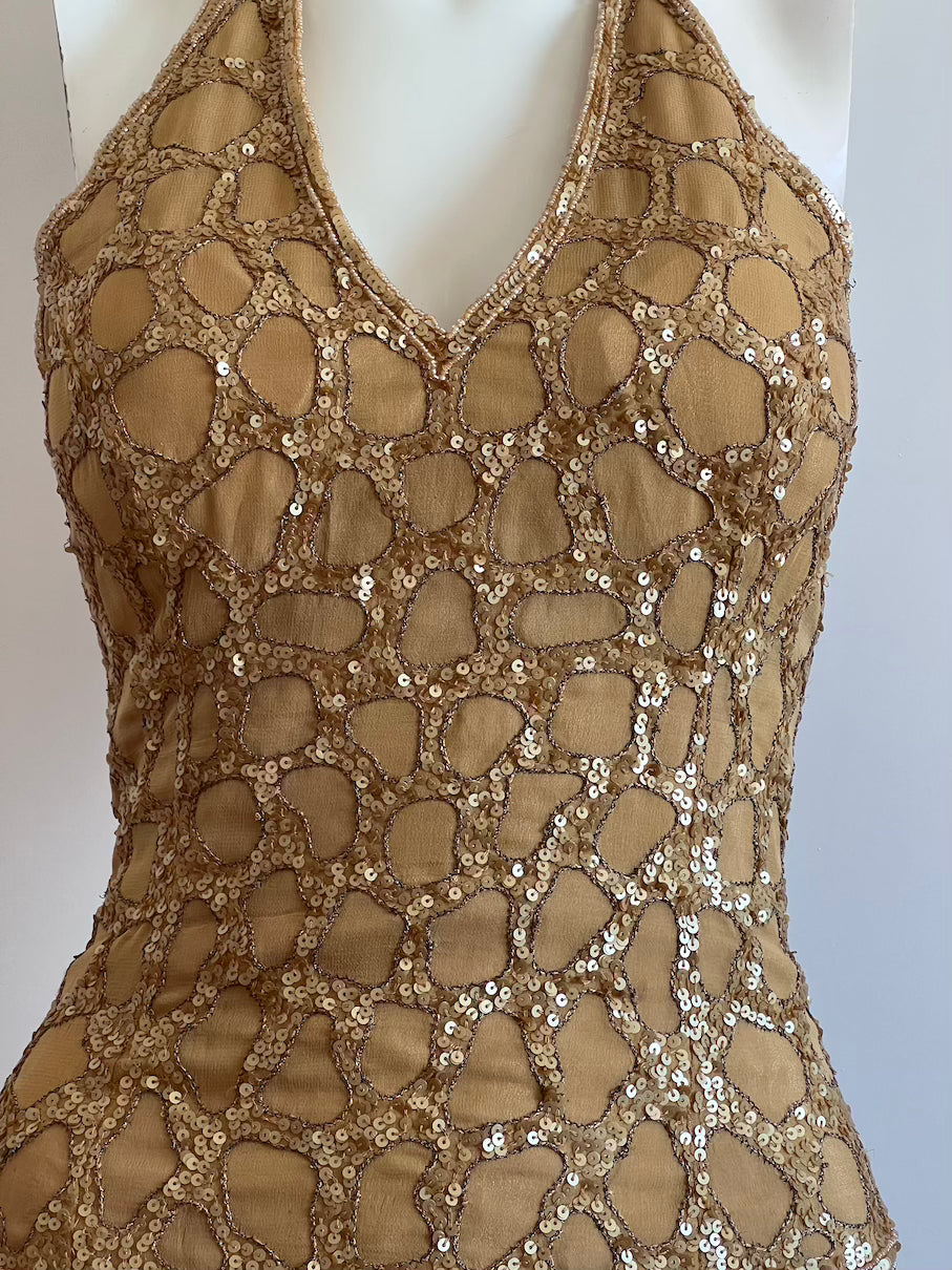 100% Silk Gold Beaded Corset Bodice