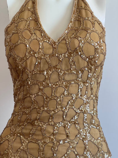 100% Silk Gold Beaded Corset Bodice