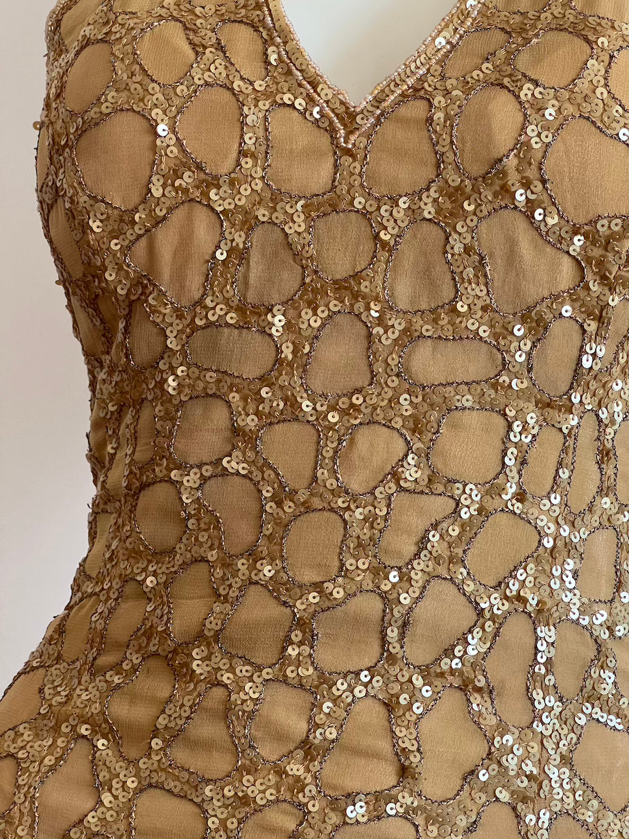 100% Silk Gold Beaded Corset Bodice