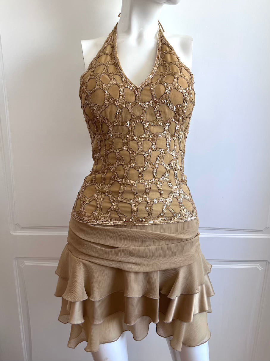 100% Silk Gold Beaded Corset Bodice