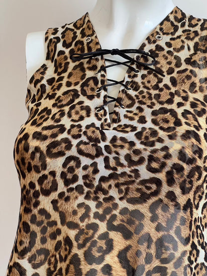 Vintage 1990's Leopard Print Semi Sheer Top