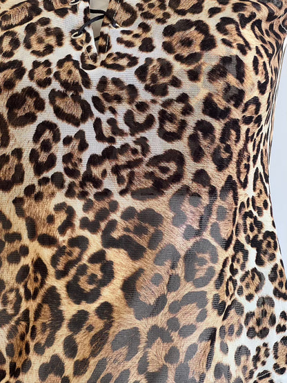 Vintage 1990's Leopard Print Semi Sheer Top