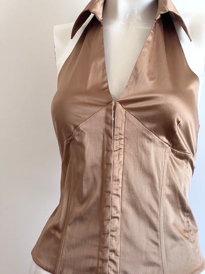 Vintage 2000's Gold Halter Vest