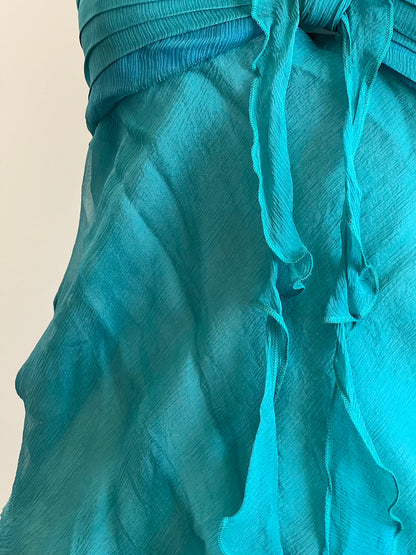 100% Silk Vintage Teal Halter Top