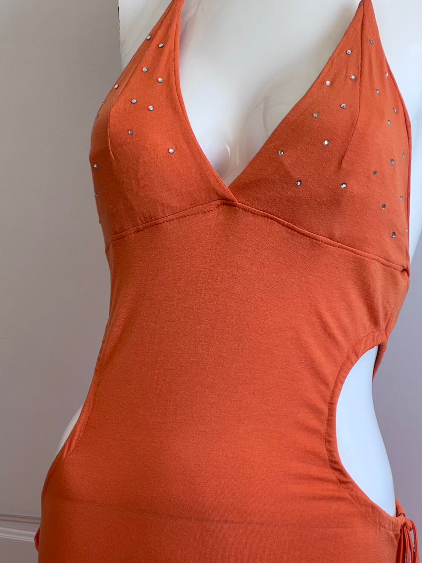 Vintage 2000's Orange Cut-Out Dress