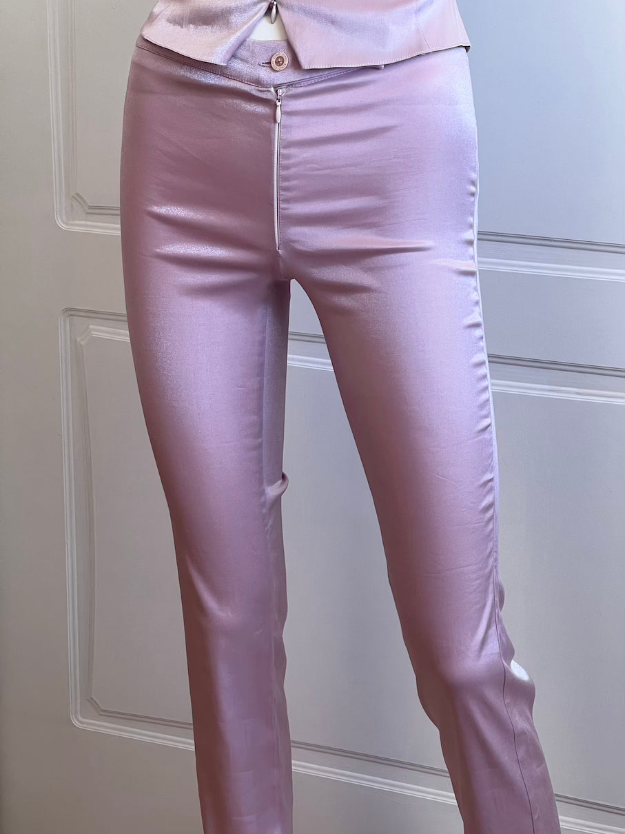 1990's Pastel Pink Corset Top & Trousers Ensemble