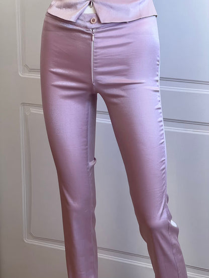 1990's Pastel Pink Corset Top & Trousers Ensemble