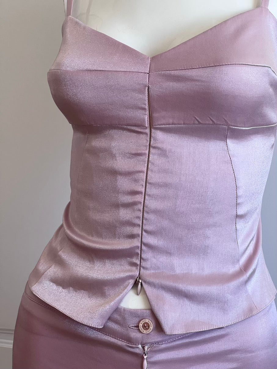 1990's Pastel Pink Corset Top & Trousers Ensemble