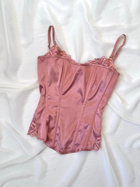 Vintage Blush Pink Satin Corset Bodice
